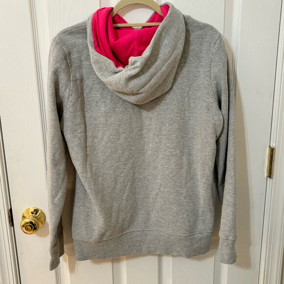 The North Face Womens Hoodie Gray Pink Logo Long Sleeve Pullover Sweatshirt Sz L - Picture 2 of 12